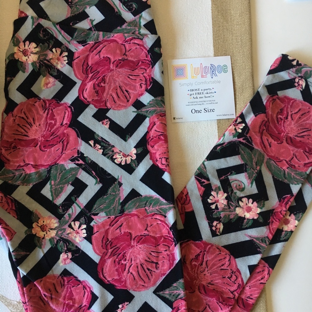OS Lularoe Trellis Roses leggings BNWT